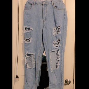 Ripped Mom Jeans, Lightwash, 4 Buttons